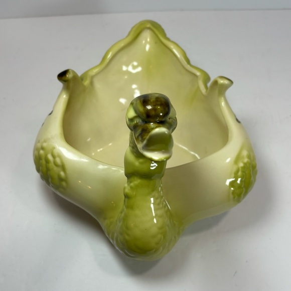 MCM 1950s Hull Pottery 69 Goose Swan Duck Planter Candy Bowl USA Chartreuse 12” - Picture 4 of 9